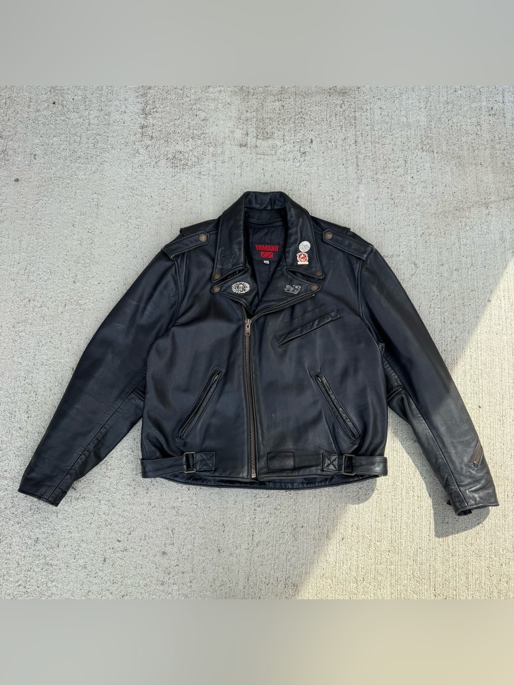 Vintage Yamaha Motorcycle Star Leather Jacket Men’s XL/TG